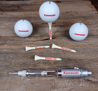 Vintage Kawasaki Motorcycle Bike Dealer Giveaway Lot Golf Ball Tee Light Up Pen