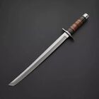 Handmade 25 Inches Carbon Steel Hunting Short Katana Sword With Leather Sheath