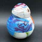 Vtg Shackman Easter Bunny Rabbit Tin Lithograph Roly Poly Round Container 1982