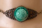 Vintage Choker Necklace Antique Green Peking Czech Glass Art Nouveau Pendant