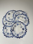Vintage Needlepoint Drink Cocktail Coasters Set Of 6 Handmade Blue Sun Swirl