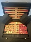 Vintage 40s Bakelite Backgammon Set Red Butterscotch Marbled Chips 