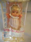 Rare Vintage Uneeda 1974 Big Eyes Doll  Bitty Bye Baby In Cradle  Blonde Hair  2