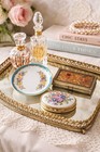 Vintage Vanity Set Crown Staffordshire Plate Negrin Holder Floral Box