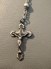 Vintage Rosary Solid Sterling Silver Cross Beads Virgin Mary Religious 15 Gr 594