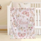 Personalized Butterfly Fleece Blanket Custom Baby Name Gift For Girls