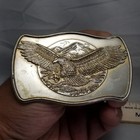 Vintage Eagle Belt Buckle Silver Tone Gold Wings Western Cowboy Biker Accessory