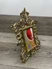 Antique Vintage  Cast  Brass Ornate Tabletop Frame W glass 10 5x7 5   