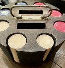 Vintage 1930 Poker Carousel Wooden Caddy W cover And Original Chips Rare