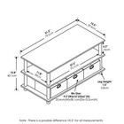 Contemporary Rectangular Wood Coffee Table With Storage  Black Oak brown
