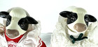2 Vintage Ceramic Cow Dolls Dresses Hats Aprons Kitschy Peabody And Wright 90 s