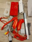 Nintendo Wii White Console Rvl-001 W  Two Red Controller Remote   Nunchuck No Po