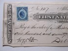 1876 First National Bank Of Albany Check With Us Inter  Rev  2c Stamp