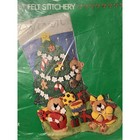 Vintage Felt Stocking Christmas Kit Nos Bears   Christmas Tree Personalized New