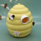 Yellow Beehive Shaped Birdhouse W  Decorative Bees Garden Decor