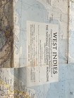1954 West Indies Map National Geographic Caribbean Cuba Jamaica Bermuda