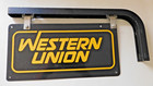 Vintage 1980 s Western Union Double Sided 16 x8  Aluminum Sign With Bracket
