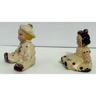 Antique Cast Iron Boy And Girl Figurines Painted Metal Folk Art Figures 2 Pc