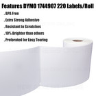 4 Rolls 220 Thermal Shipping Labels 4x6 Compatible 1744907 Dymo 4xl Label Writer