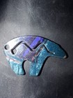Carved Stone Bear Pendant Blue Purple Marble Animal Totem 2 5in