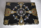 Antique Victorian Black Laquer Papier Mache  Lap Desk Mother Of Pearl Inlay