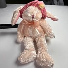 Dan Dee Collector s Plush Girl Teddy Bear Pink Velvet Hat W Pink Rose   Feathers