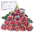 16pcs Artificial Roses With Box Silk Flowers Fake Roses Real Touch Bouquet 