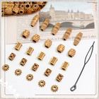 50pcs Wooden Hair Beads For Braids Loc Dreadlock Jewelry Hair Tube Beads Multi S