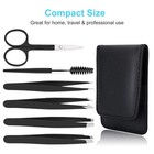 6pcs Professional Tweezers Set Stainless Steel Precision For Eyebrows Travel    