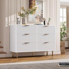 Fluted 6-drawer Dresser  54  Wide Engineered Wood W  Gold Legs   Anti-tip Straps