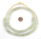 Clear Aqua Rondelle Recycled Glass Beads 12mm Ghana African Sea Glass Disk
