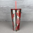 Starbucks 2019 Holiday Cold Tumbler 24oz Winter Mistletoe Design Lid   Straw
