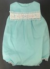 Vtg Cottagecore Cotton Mayfair Retro Embroidered Bubble Romper Smocking Newborn