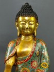 12 old Tibet Cloisonne Bronze Gilt Shakyamuni Sakyamuni Amitabha Buddha Statue