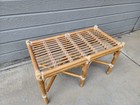 Vintage Elinor Mcguire Bamboo Slated Bench 1980s Rattan Hyde Leather San Fransic