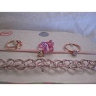 New Cute Adorable Girls 4 Choker Necklaces   3 Rings Set Pink Shiny Rainbow Love