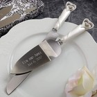 White Heart Wedding Cake Knife Server Set     Personalized Free Engraving