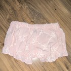 Women   s Pink Sheer Floral Lace Ruffle Vintage Bloomer Shorts