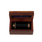 Pirate 6  Antique Brass Handheld Telescope With Wooden Box     Nautical Spyg