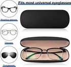 New Clam Shell Hard Eyeglasses Pu Glasses Case Black W microfiber Cleaning Cloth