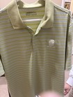 Nike Golf Dri-fit Men s M Striped Polo Green Blue White Golf Embroidered Logo