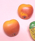 4 Vintage Glass Buttons Fruit Shapes Pineapple 2 Apples Orange