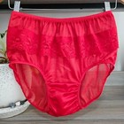 Vintage Sheer Nylon Panty Sissy Red Flower Lace Granny Brief Size 8 Hip 40-44 