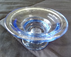 Vintage Blue Reversible Glass Tea Light votive taper Candle Holder