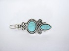 Set Of 2 Extra Small Metal Turquoise Blue Stone Barrette Hair Clip For Fine Thin