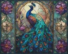Stained Glass Peacock - Diy Chart Counted Cross Stitch Patterns Needlework Dmc