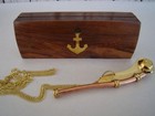 Brass   Copper Boatswain Whistle W  Box   Bosun Call Pipe   Nautical Maritime