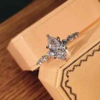 3 Ctw Marquise Cut Vvs1 Moissanite Matching Band Ring 14k White Gold Plated
