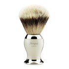 Brass Handle Shaving Brush Silver Tip Badger Hair With Chrome Base Haryali