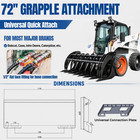 Skid Steer Loader 72in Root Grapple Attachment For Bobcat Grabber With 8 Teeth